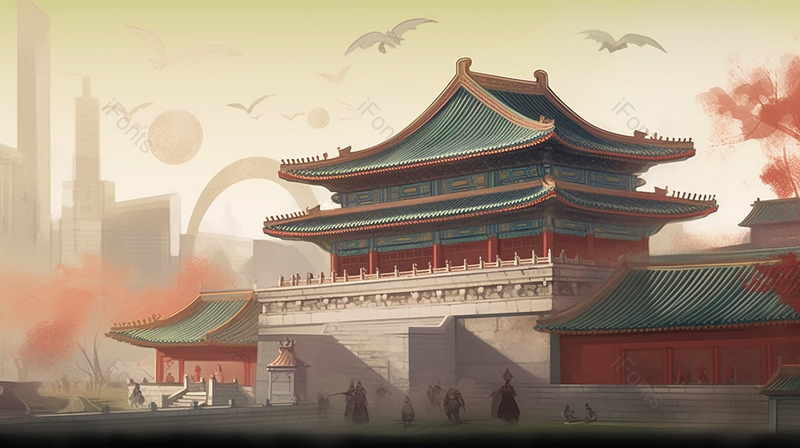 北京故宫中国风国潮插画背景,插画/手绘图,插画/手绘图库,插画/手绘图下载,插画/手绘